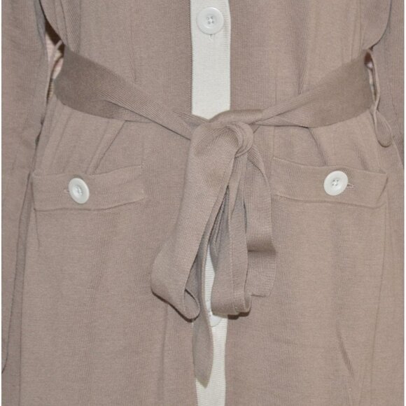 Cabi Ladies Brown Button Up Long Sleeve Midi Sweater Cardigan Shift Dress Size L - Picture 3 of 9